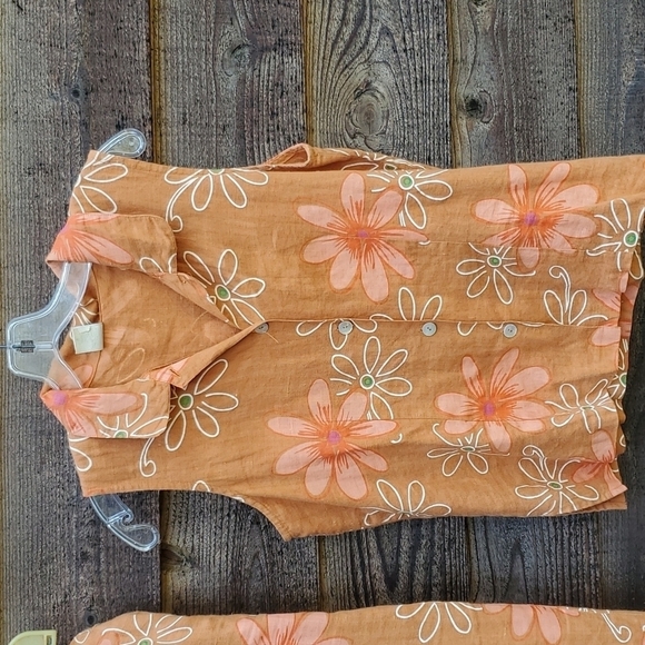 Vintage Linen Flower Power 2pc set Medium top and pants - Picture 2 of 5